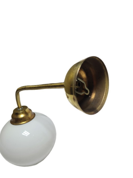 Art Deco wandlamp, Polen, jaren 1950 – Wandlampen, Glass, Brass (photo 5 of 7)