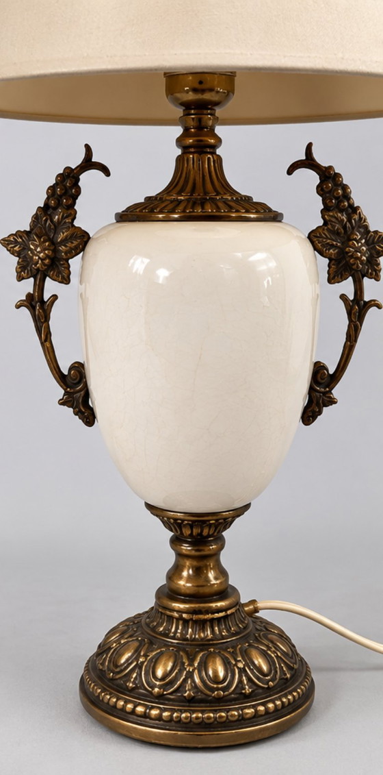 Lampada da Tavolo Classica con Scena Pastorale, Lampade da tavolo, Bronzo, Tessile, Beige, Klassiek (foto 2 di 5)