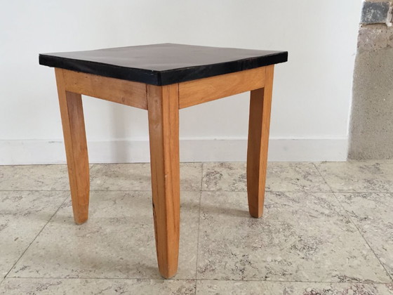 Image 1 of LOW TABOURET or LOW TABLE in FORMICA and VINTAGE wood