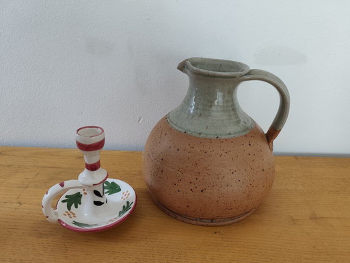 Jarra de gres y cerámica firmada por Roger Boureau