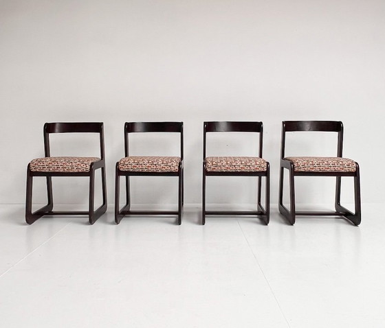 Image 1 of Set di 4 sedie Willy Rizzo rivestite, anni '60