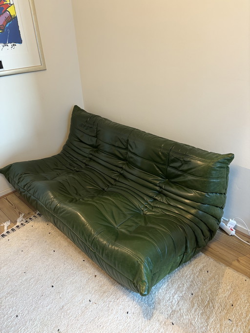 Togo sofa van Ligne Roset door Michel Ducaroy 3-zits groen leder