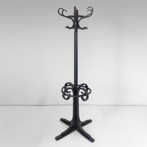 1x Perchero y paragüero antiguo de madera curvada estilo Thonet, circa 1900 – kapstokken, Wood (photo 2 of 14)