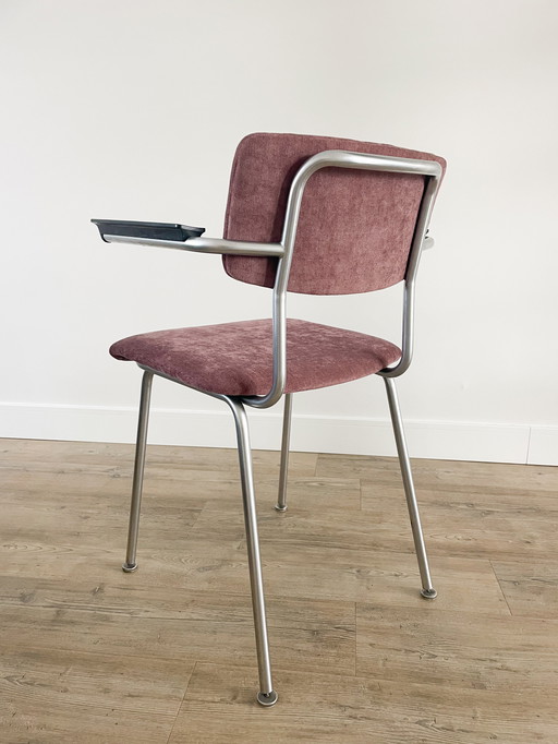 Sedia vintage con struttura tubolare - rivestita - stile Gispen - melanzana