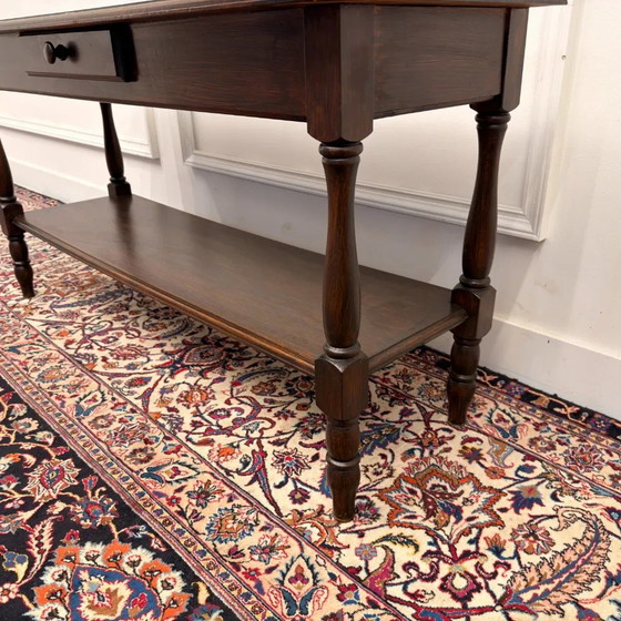 Tavolo da drappeggio francese antico del 19° secolo, Tavolini, Legno, Marrone, Chesterfield (foto 8 di 11)