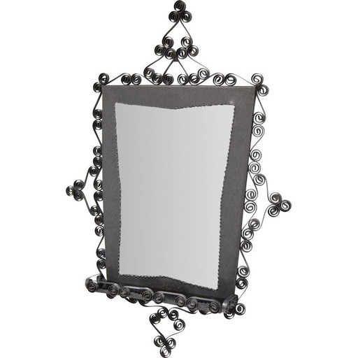 Miroir mural vintage en verre et métal, Tchécoslovaquie 1960
