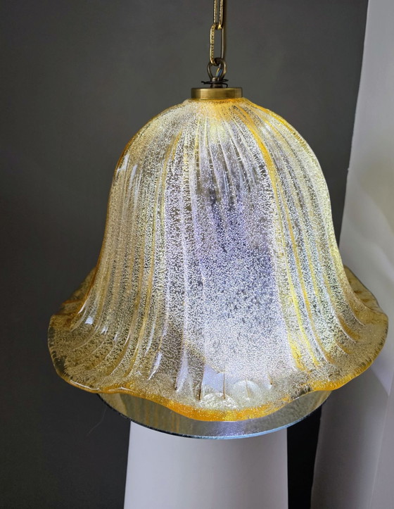 Kaiser Leuchten 1970, Suspension en Verre Givré, Métal, Doré (photo 10 sur 15)