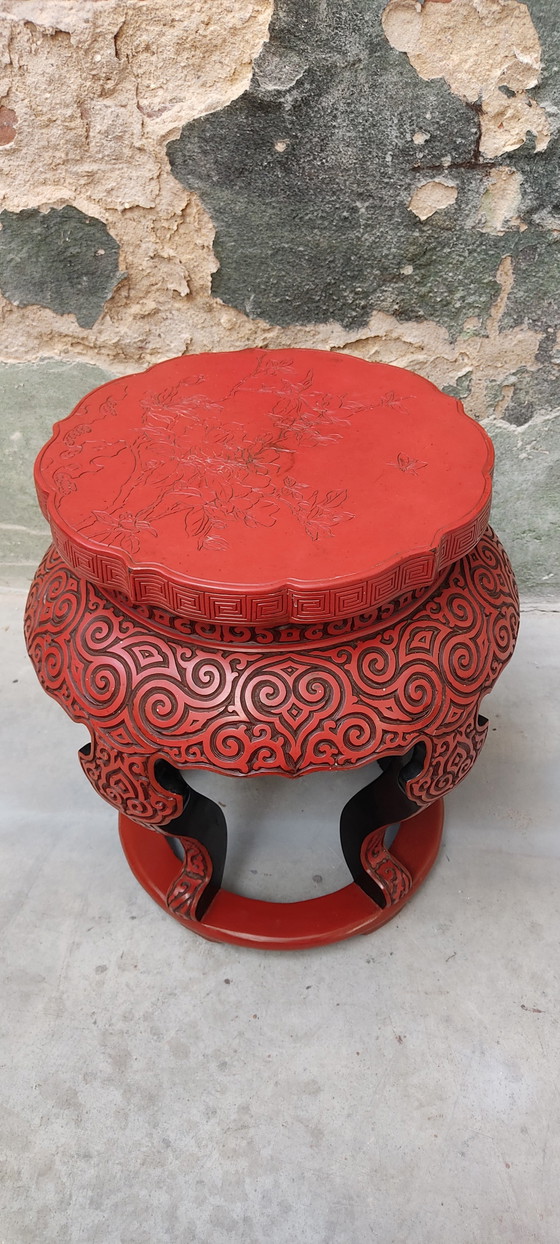 Image 1 of Chinese red cinnabar stool