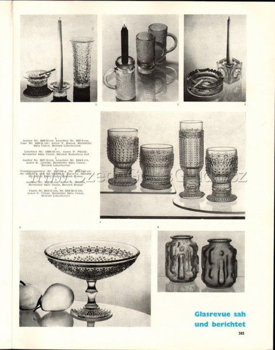 Image 1 of Mid-Century Pressed Glass Vase by Václav Hanuš / Libochovice / Czech Republic / 1970