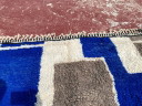 Large Vintage Beni Ourain Rug 255x170 cm – Abstract Moroccan Wool Rug – Blue & Beige Geometric Design – Statement Boho / Modern 