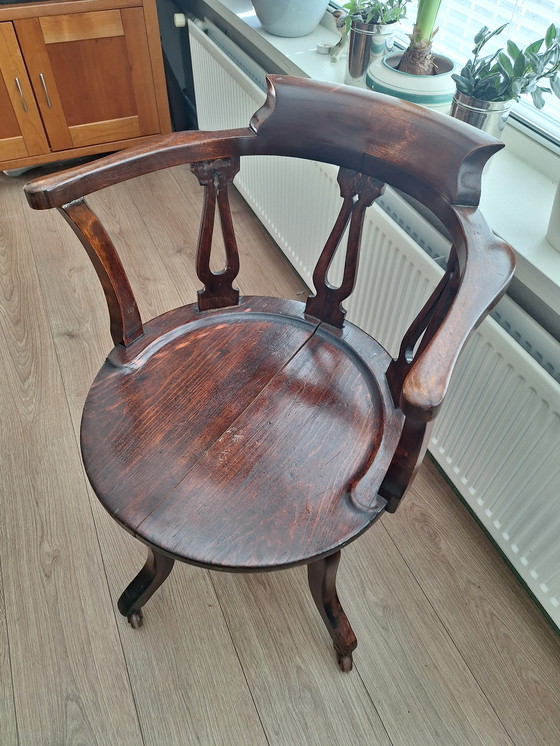 Image 1 of Mahagoni-Schreibtischstuhl aus dem 19. Jahrhundert