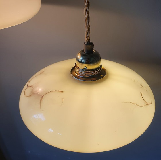 Set di 2 Lampade a Sospensione Vintage in Opalina Marmorizzata – Metal (photo 22 of 22)