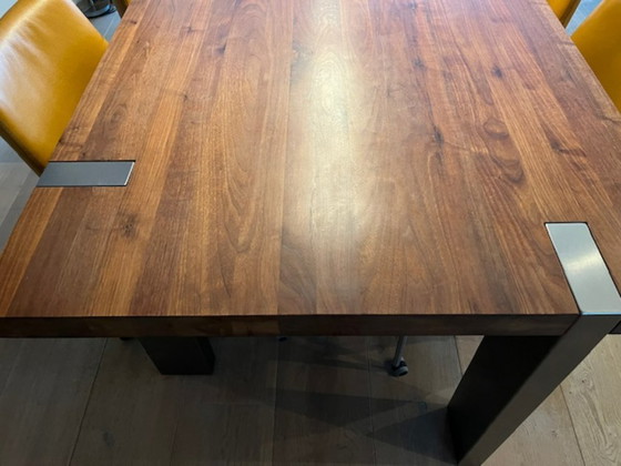Image 1 of For Sale: Dining table 1.00 x 3.00 m walnut with stainless steel legs