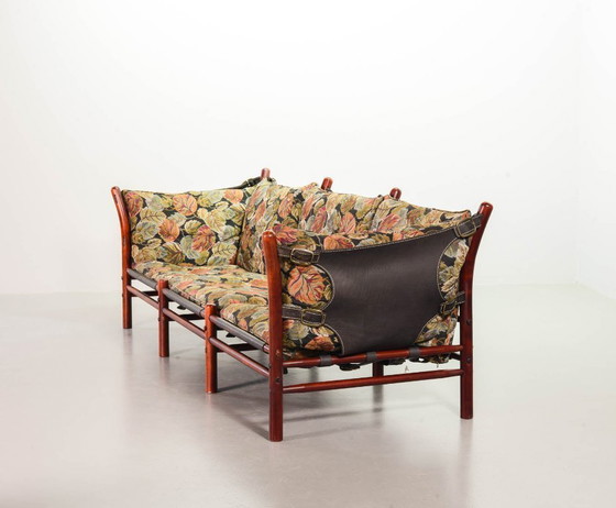 Image 1 of Beautiful Arne Norell 3-Seat ‘Ilona’ Rosewood Sofa for Arne Norell AB Aneby Möbler with Autumn Leaves Fabric Upholstery. Sweden.