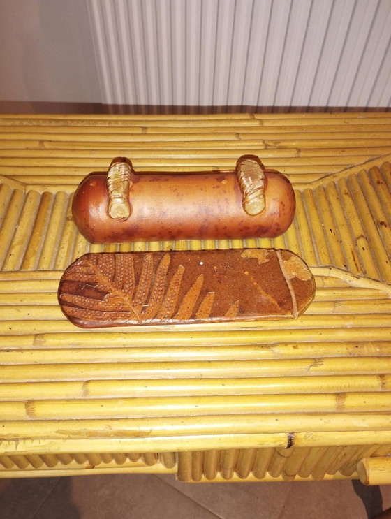 Image 1 of Vintage stenen doos met handgegraveerde decoratie