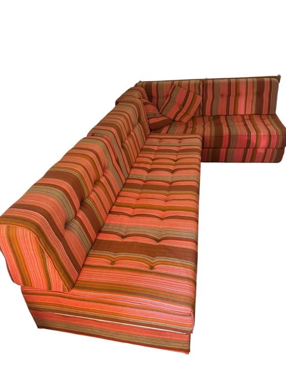 Divano Vintage a Forma di L – Divani angolari, Metallo, Tessile (photo 5 of 9)