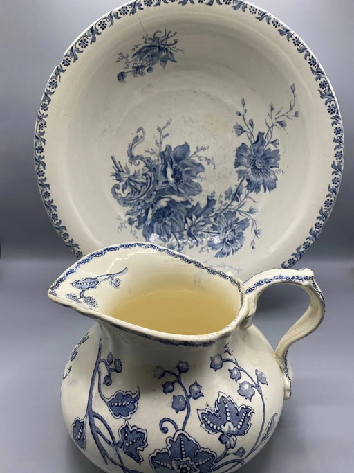 Sarreguemines Faience Decorative Arrangement – Two Antique Pieces United by 20th Century (photo 2 of 10)