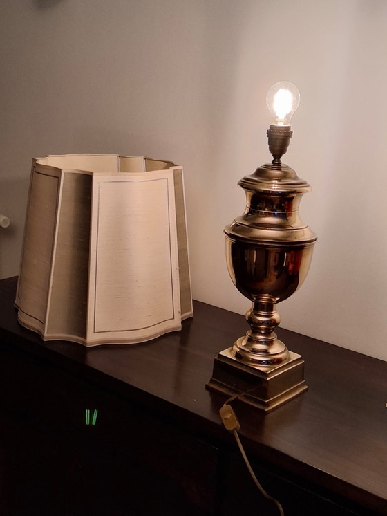 Image 1 of Vintage massief messing tafellamp jaren 50