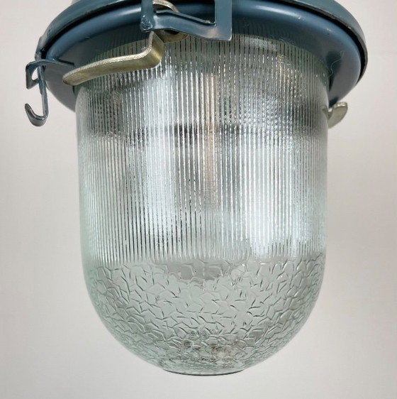 Image 1 of Blauwe industriële Sovjetbunker hanglamp, jaren 70