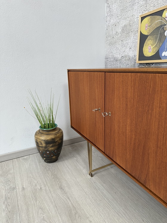 Midcentury teak sideboard chest of drawers brass Fristho, 50s 60s – Wood (photo 4 of 15)