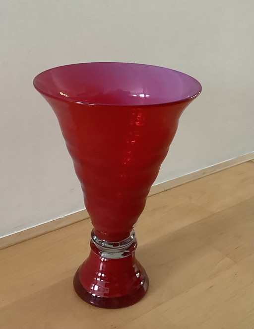 Beautiful, red handmade vase