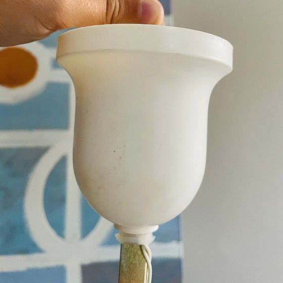 Image 1 of Suspension en verre opalin turquoise du milieu du siècle