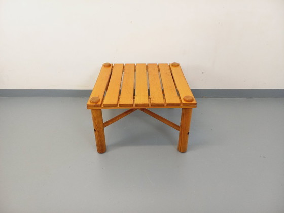 Image 1 of Vintage square coffee table in solid pine from the 70s and 80s