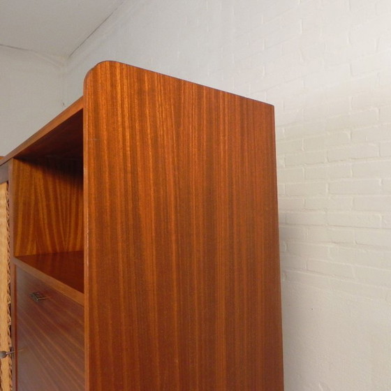 Image 1 of Mobiletto vintage, scrittoio in rattan e legno, anni '60