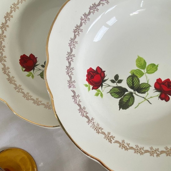 Image 1 of 6 antique earthenware soup plates from the French factory in Sarreguemines