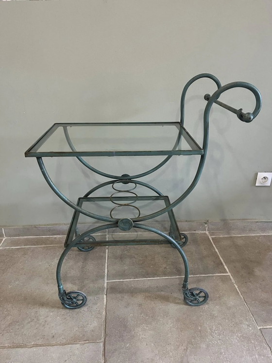 Patinated green-grey wrought iron dessert table – Bar carts, Glass, Art Nouveau (photo 16 of 16)