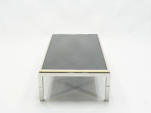 Grande Table Basse Chrome Laiton Flaminia par Willy Rizzo 1970