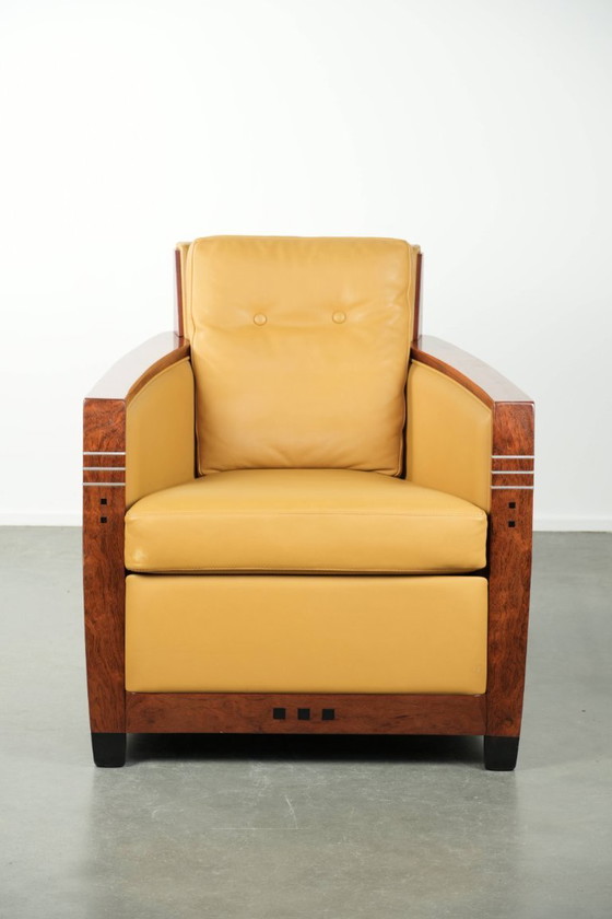 Image 1 of Fauteuil jaune de style Art déco, modèle Frank, de la série Decoforma, signé Schuitema, en bon état.