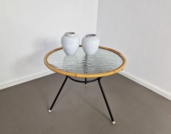 Rohé Noordwolde | Tavolino vintage in rattan, Tavolini, polished steel, Beige (foto 8 di 9)