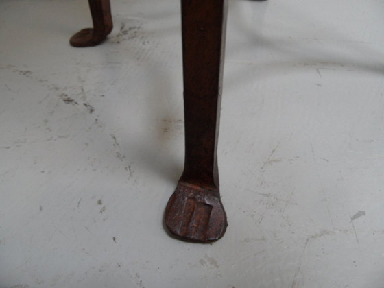 Table d'appoint ronde vintage en métal – Tables d'appoint, Wood, Iron (photo 6 of 9)