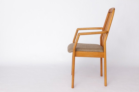 Image 1 of Set of 5 Dyrlund Oak Armchairs, Danish Mid Century Dining Chairs 1970s, Solid Oak Vintage Armchairs