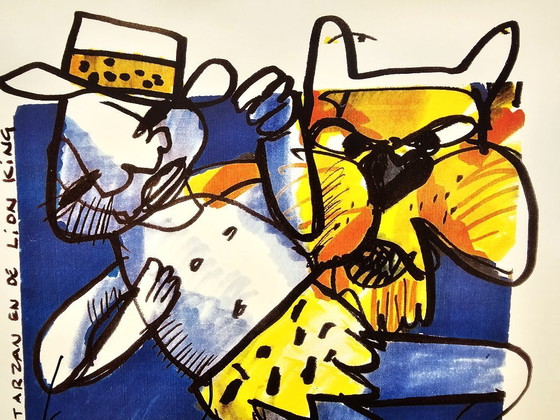 Image 1 of Herman Brood - Serigrafia di Tarzan e il Re Leone