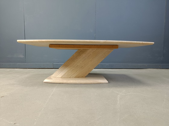 Image 1 of Vintage travertijnen salontafel, jaren 1980