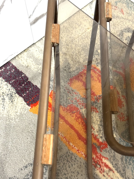 Image 1 of Set 4 tavolini Componibili Metallo E Vetro 1960’s Design Modernariato