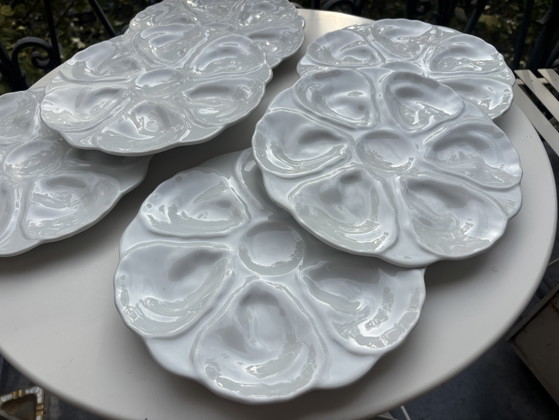 6 Assiettes à Huîtres Majolique – majolique française, Geschirr, Ceramic (photo 5 of 15)