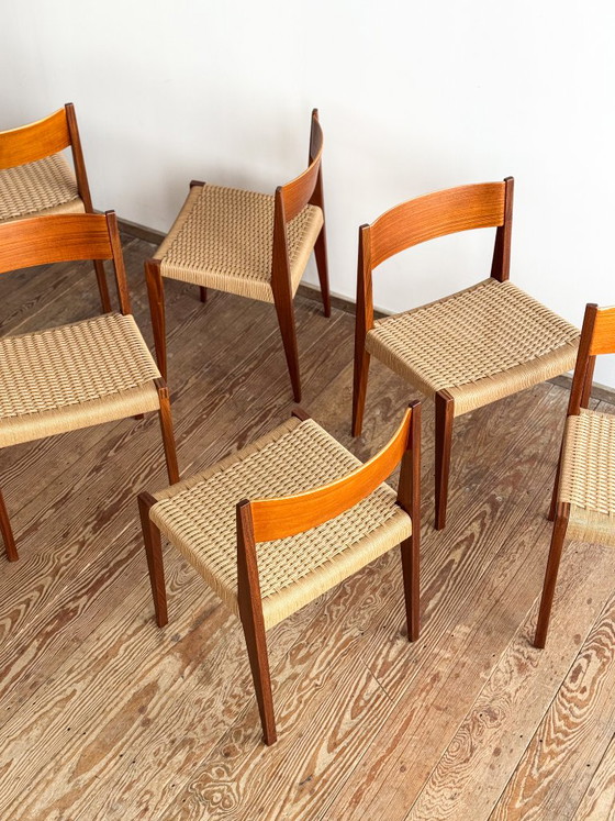 Image 1 of Set van 6 Teak Pia eetkamerstoelen van Poul Cadovius