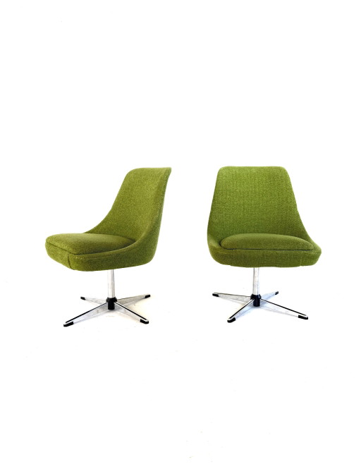 Juego de 2 sillones de cóctel vintage de los años 60. – fauteuils, Chrome, Textile (photo 2 of 9)