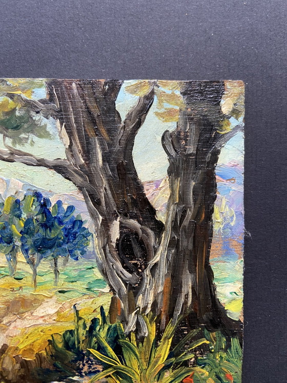 Edmond Flégier Signed French Oil Painting – Provence Landscape c.1950 – Paintings & Drawings, Wood (photo 7 of 8)