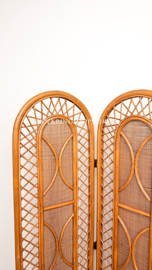 Vintage Rattan Room Screen Room Divider – kamerschermen, Bamboo, Wicker (photo 2 of 6)