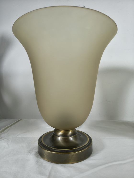 Image 1 of Vintage table lamps – Post Verlichting Staphorst – opal glass & brass