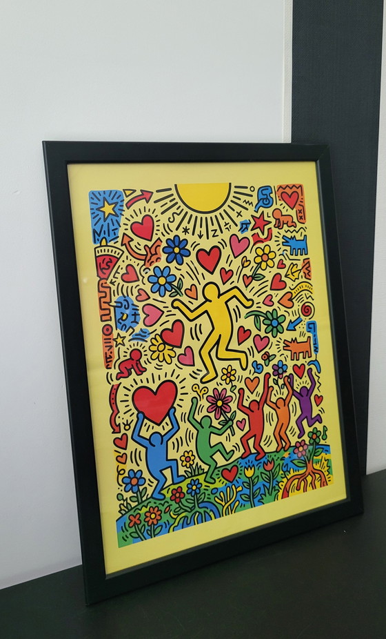 Image 1 of Originaldruck von Keith Haring, gerahmt.