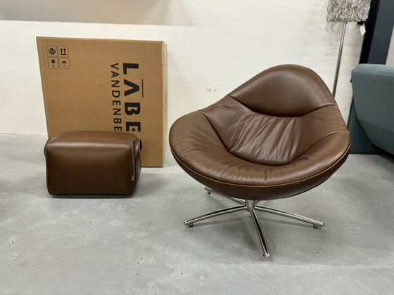 Image 1 of Sillón suave con puf de ginebra Label Vandenberg Hidde Bovino marrón oscuro