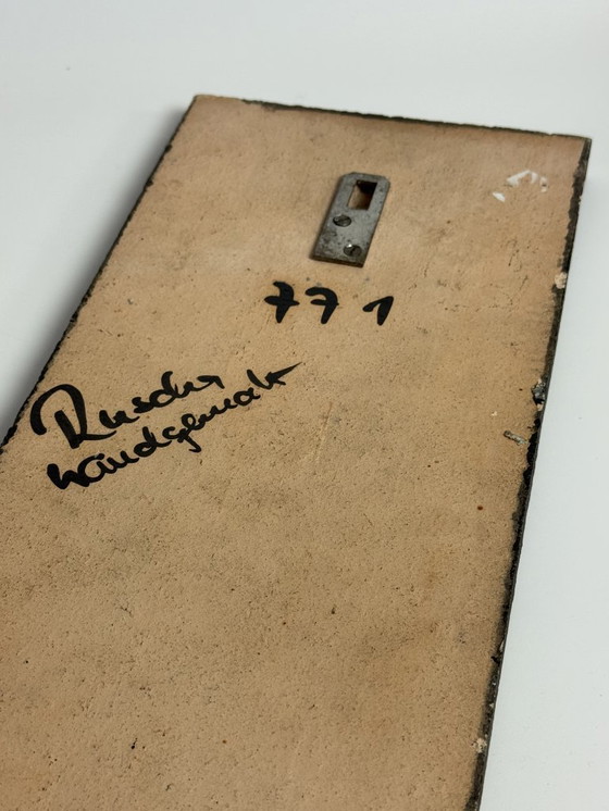 Image 1 of       	 Mid-Century Design Ruscha High-Gloss Enamel Floral Wall Tile with Gold Accents. West Germany, 1960s