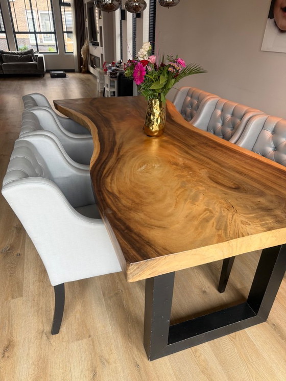 Image 1 of Chaises de salle à manger argentées, lot de 6