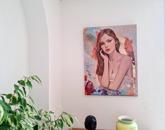 Image 1 of Elisabeth MIONE - Maéva - Litografia dell'artista su telaio