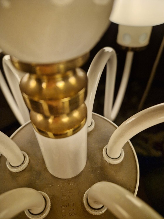 Image 1 of Rare Mid-Century Czech Lighting Set – 6-Arm Chandelier + Wall Lamp by Drukov, 1960s